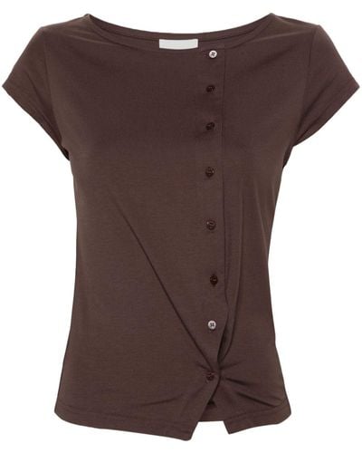 Claudie Pierlot Asymmetric Buttoned T-shirt - Brown