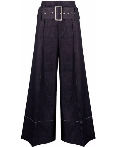 10 Corso Como High-waist Belted Denim Pants - Blue