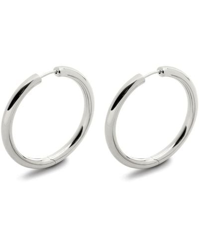 Monica Vinader Large Essential Click Silver Tube Hoop Earrings - Natural