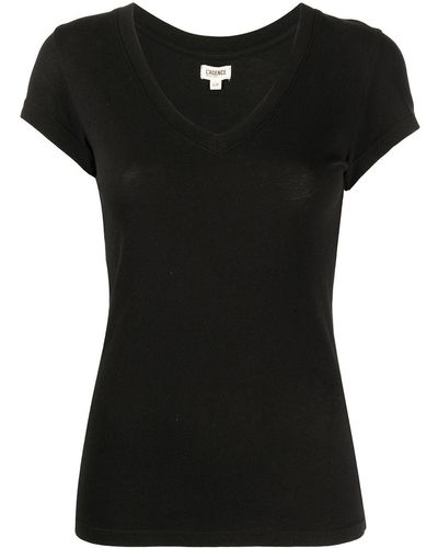 L'Agence T-Shirt mit V-Ausschnitt - Schwarz