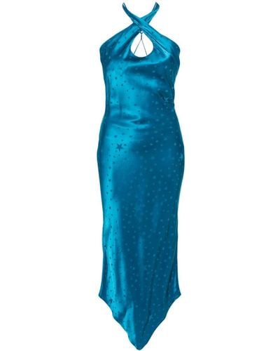 Amen Patterned-jacquard Maxi Dress - Blue