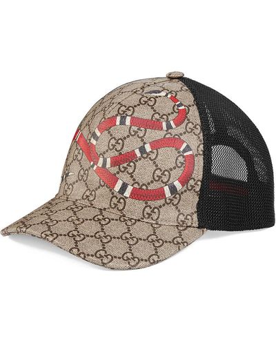 Gucci Gorra de béisbol GG Supreme con estampado de serpiente real - Multicolor