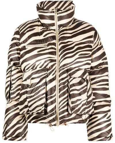 Cynthia Rowley Zebra-print Puffer Jacket - Brown
