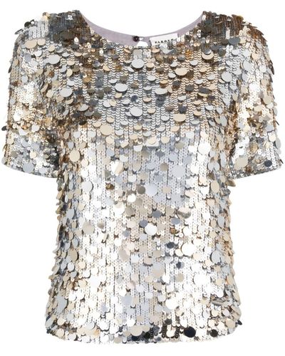 P.A.R.O.S.H. Sequinned Crew-neck Blouse - Metallic