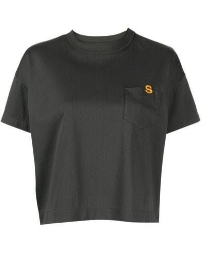 Sacai エンブロイダリーtシャツ - ブラック
