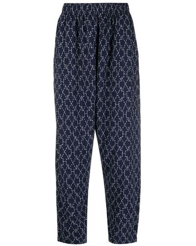 Marcelo Burlon Stitch Cross-print Pyjama Trousers - Blue