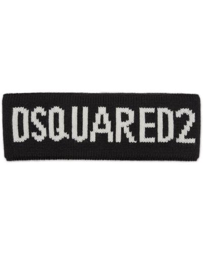 DSquared² Intarsia-logo Wool Head Band - Black