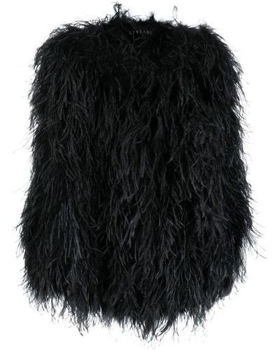 Styland Oversized Feather Jacket - Black