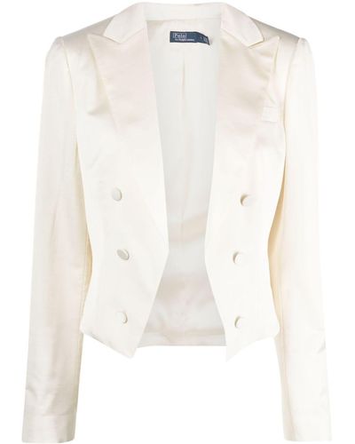 Polo Ralph Lauren サテン クロップドジャケット - ホワイト