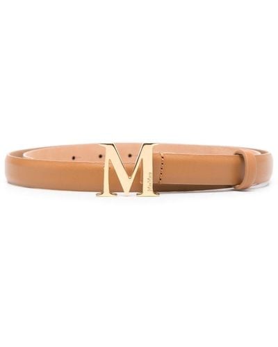 Max Mara Logo-buckle Leather Belt - Brown