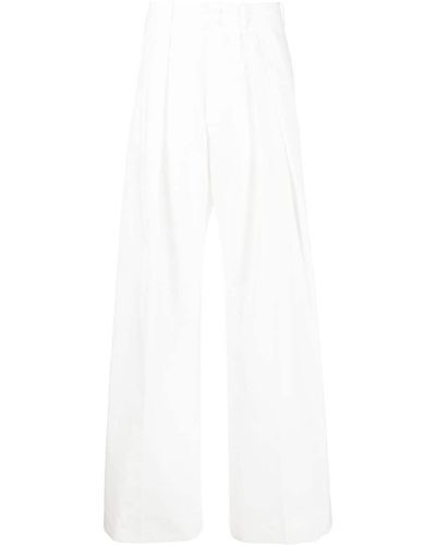Plan C Pleated Wide-leg Trousers - White