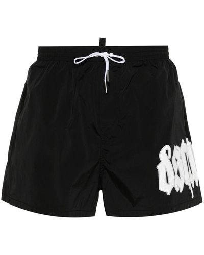 DSquared² Gothic Logo-print Swim Shorts - Black