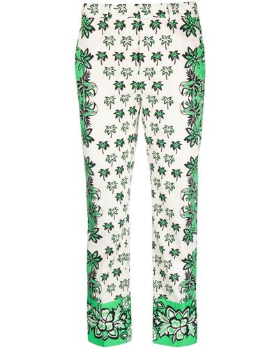 RED Valentino Palm Tree-print Cropped Tailored Pants - Green