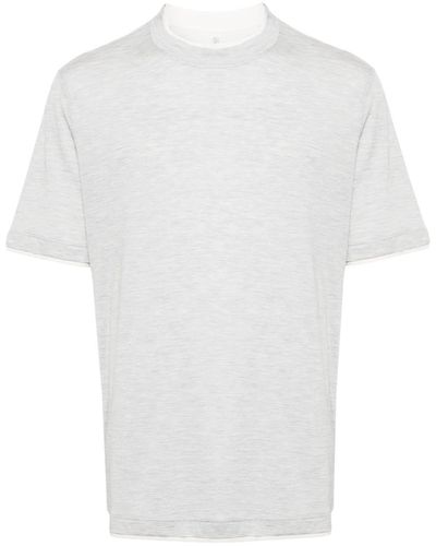 Brunello Cucinelli T-Shirt im Layering-Look - Weiß