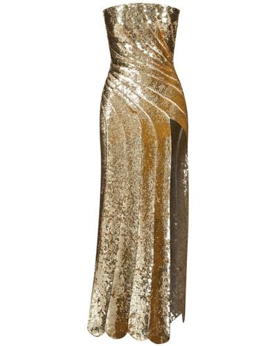 Oscar de la Renta Midi-jurk Met Pailletten - Metallic