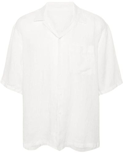 120% Lino Camp-collar Linen Shirt - White
