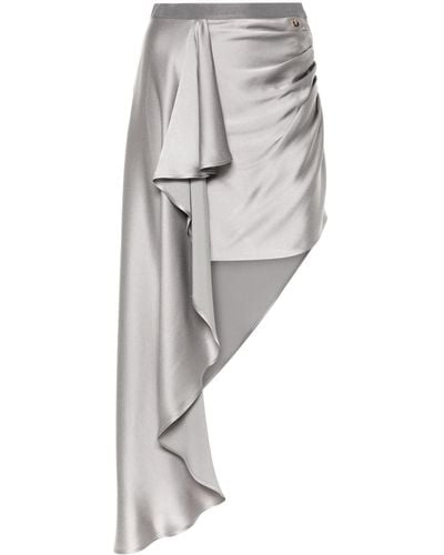 Elisabetta Franchi Asymmetric-design Satin Skirt - Grey