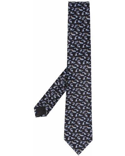 Lanvin Fish-pattern Print Tie - Black