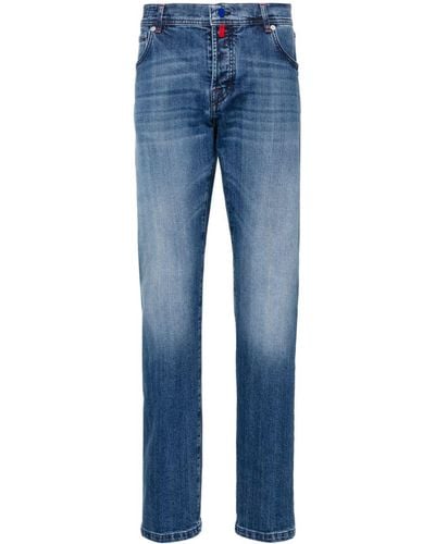 Kiton Halbhohe Slim-Fit-Jeans - Blau