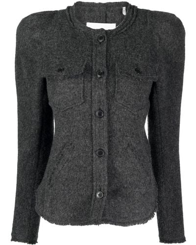 Isabel Marant Shoulder-pads Wool-blend Cardigan - Black
