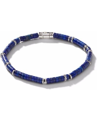 John Hardy Classic Chain Heishi Silver Bead Bracelet - Blue