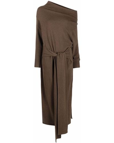 Polo Ralph Lauren Off-shoulder Draped Knitted Dress - Brown