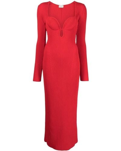 Magda Butrym Ribbed Knitted Maxi Dress - Red