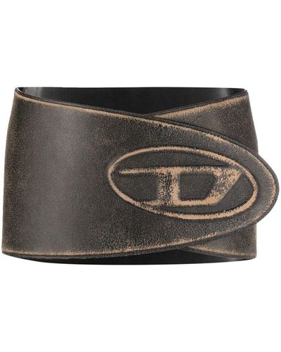 DIESEL B-berny Distressed Leather Miniskirt - Black