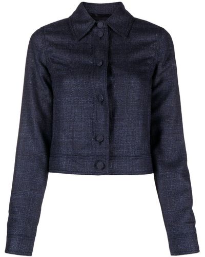 Gabriela Hearst Cropped Wool-blend Jacket - Blue