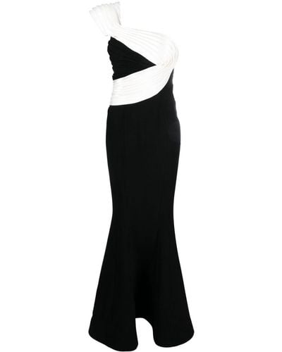 Gaby Charbachy Draped One-shoulder Long Dress - Black