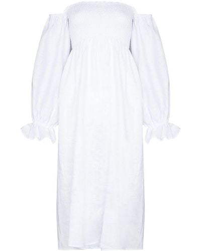 Sleeper Atlanta Linen Midi Dress - White