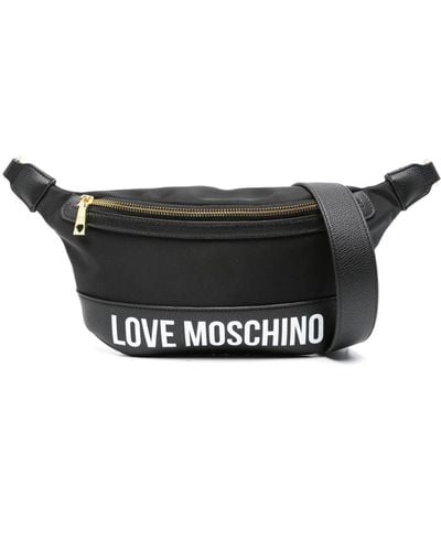 Love Moschino Sac banane à logo imprimé - Noir