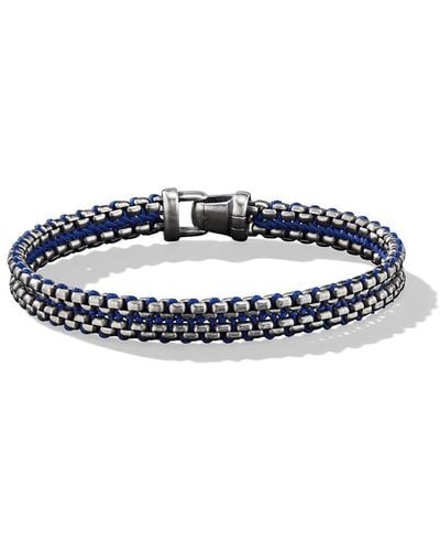 David Yurman Sterling Silver Woven Box Chain Bracelet - Blue