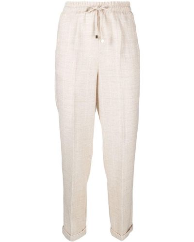 Kiton Drawstring Tapered-leg Pants - Natural