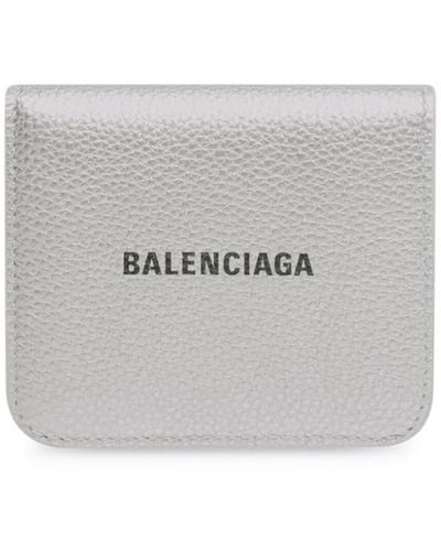 Balenciaga Logo-print Metallic Wallet - White
