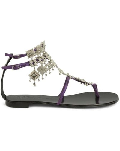 Giuseppe Zanotti Amira Embellished Suede Sandals - Purple