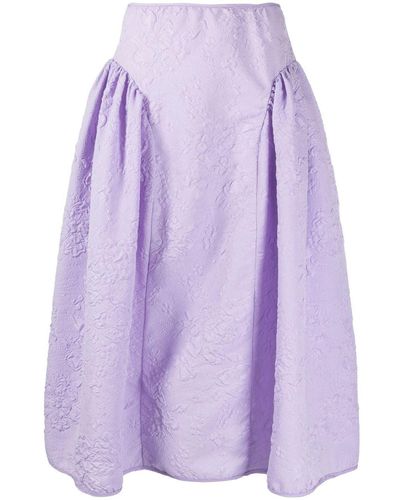 Cecilie Bahnsen Fabiola Matelassé Midi Skirt - Purple