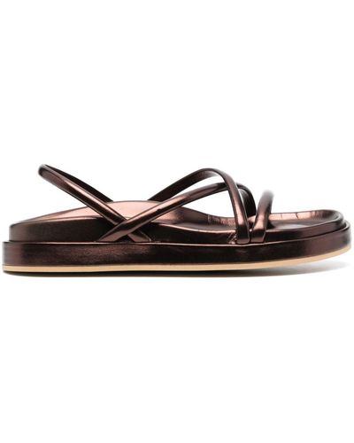 P.A.R.O.S.H. Metallic-effect Leather Sandals - Brown