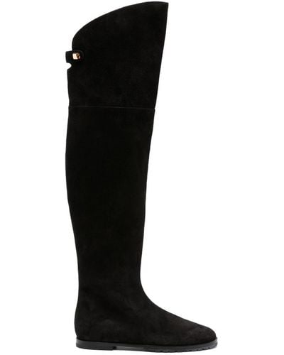 Maison Skorpios Stefania Knee-high Suede Boots - Black