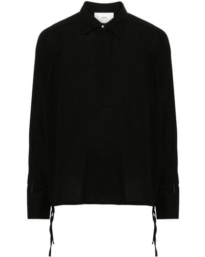 Ami Paris Long-Sleeve Polo Shirt - Black
