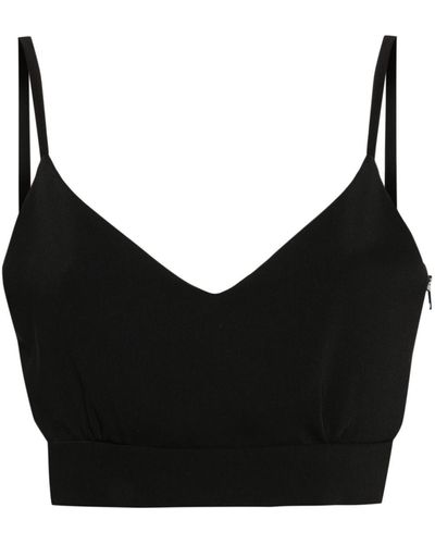 P.A.R.O.S.H. Cropped V-neck Top - Black