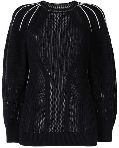Chloé Embroidered Detailing Ribbed Knit Jumper - Blue