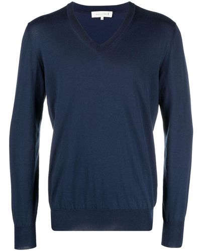 Mackintosh Fein gestrickter Pullover aus Bio-Baumwolle - Blau