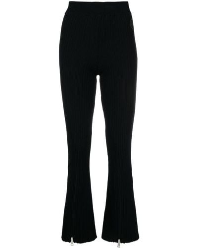 Moncler Ribbed-knit Flared Trousers - Black