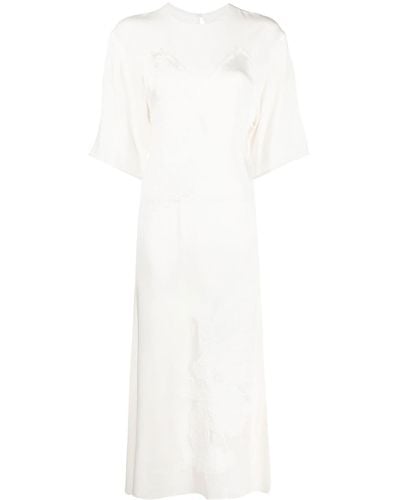 Victoria Beckham Floral-embroidered Midi-dress - White