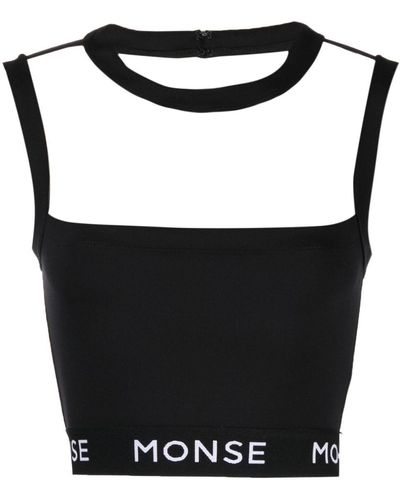 Monse Logo-print Panelled Crop Top - Black