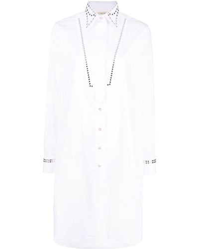 Wales Bonner Robe-chemise à découpes au laser - Blanc