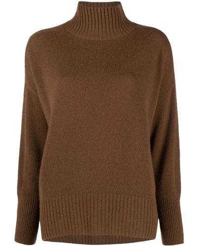 Allude Roll-neck Cashmere Sweater - Brown