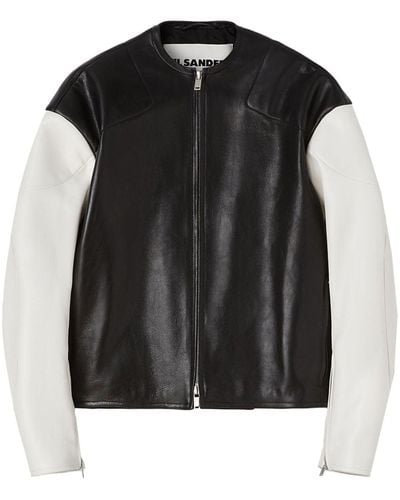 Jil Sander Colour-block Leather Jacket - Black