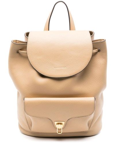 Coccinelle Beat Grained Leather Backpack - Natural